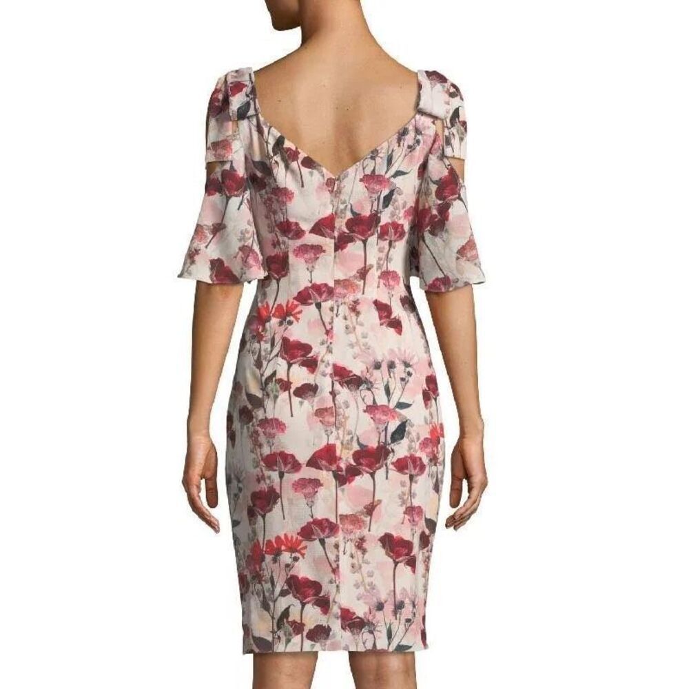 Black Halo Monaco Sheath Floral Cold Shoulder Dress sz 4 Wedding guest, Bow, Rom - Picture 3 of 13
